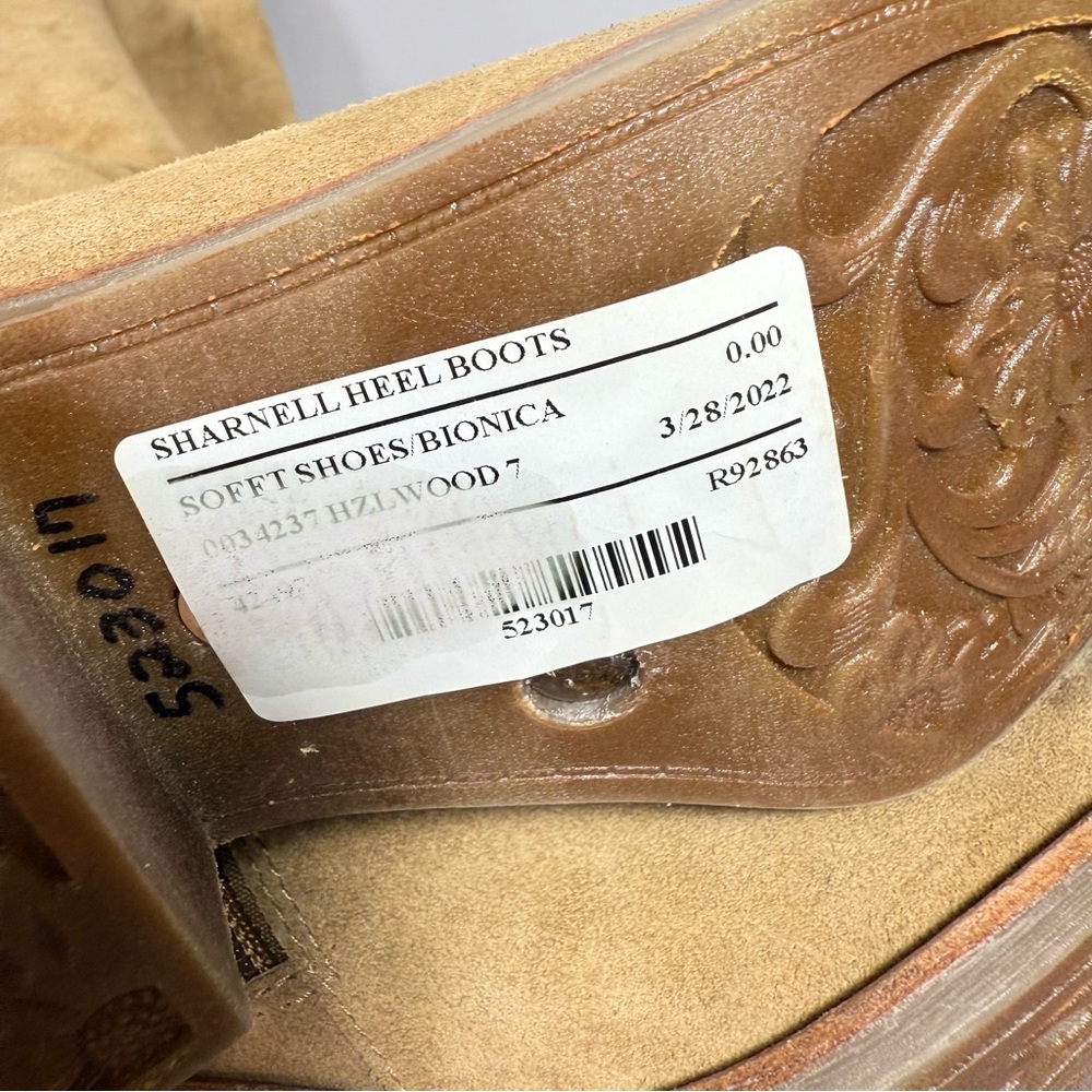 SOFFT Sharnell Tan Distressed Suede Lace-Up Western Inspired Tall Boots - Picture 12 of 15